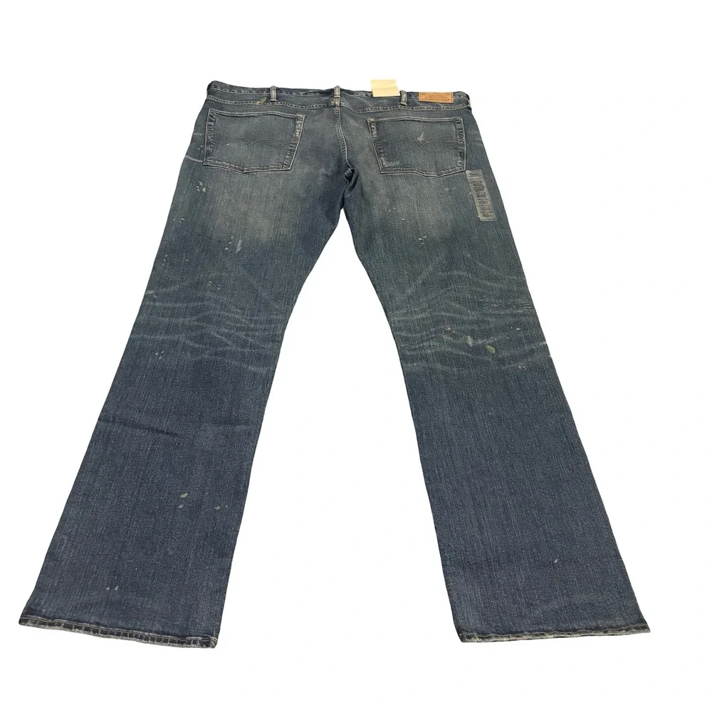 Polo Ralph Lauren Hampton Relaxed Straight Paint Splatter Jeans Mens 44Tx36 Blue